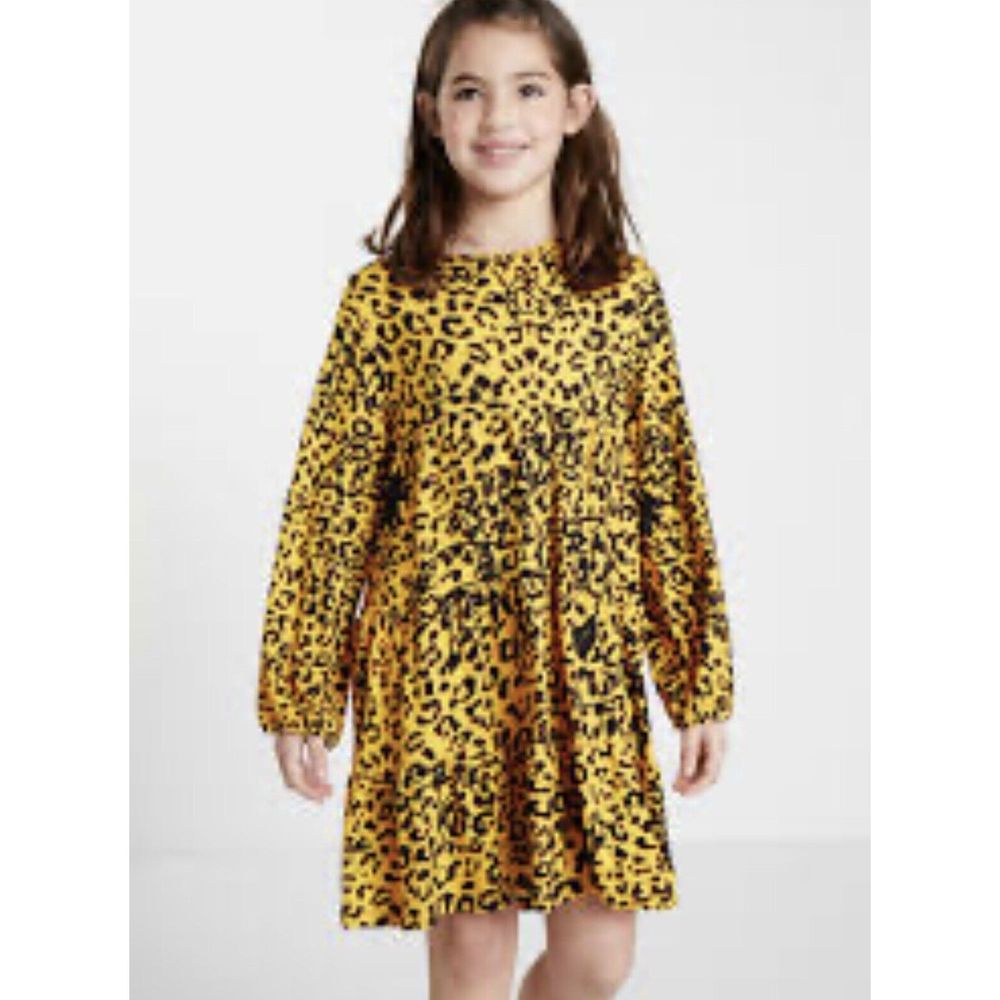Desigual animal print toddler girls dress - Size 3/4 - Black/yellow